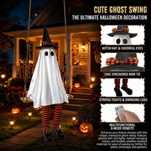6 FT Hanging Ghost Decorations with Witch Hat and String Lights