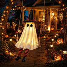 6 FT Hanging Ghost Decorations with Witch Hat and String Lights